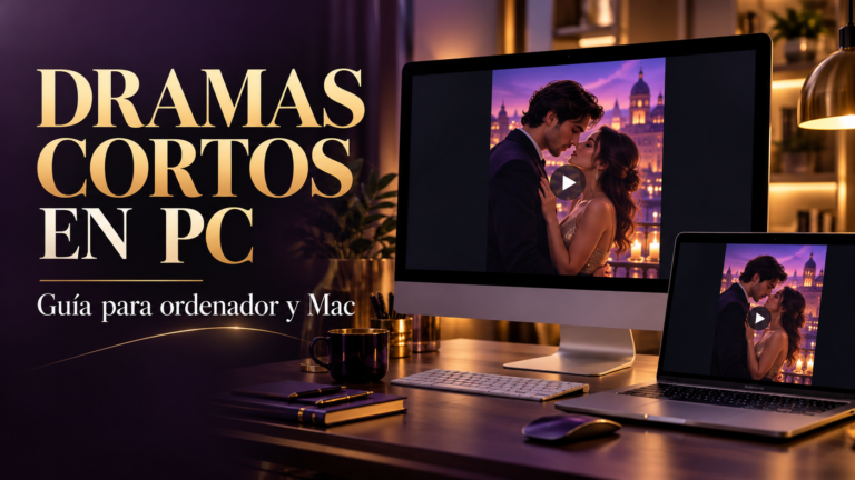 Guía para ver dramas cortos en PC y Mac, con un ordenador y un portátil.
