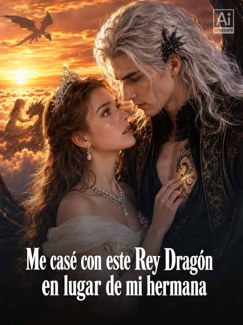Póster de «Me casé con este Rey Dragón en lugar de mi hermana», con una pareja en un escenario de fantasía